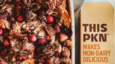 Vegan Cranberry Pecan Croissant Bread Pudding
