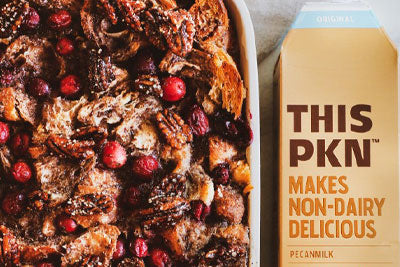 Vegan Cranberry Pecan Croissant Bread Pudding